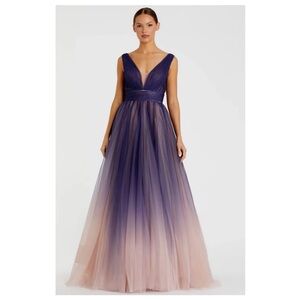 Mac Duggal Elegant Ombre V-Neck Gown
